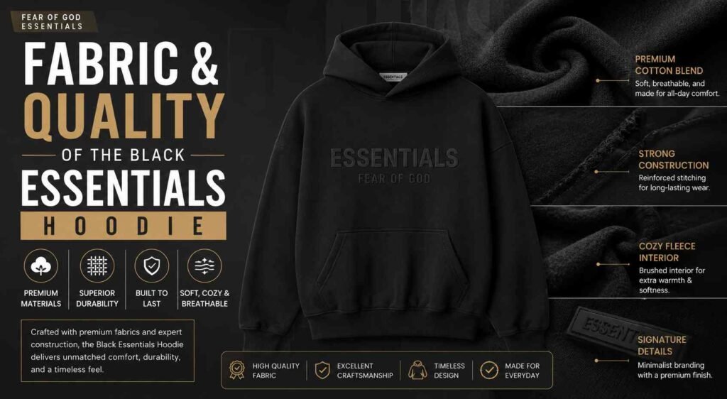 Fabric & Quality of the Black Essentials Hoodie