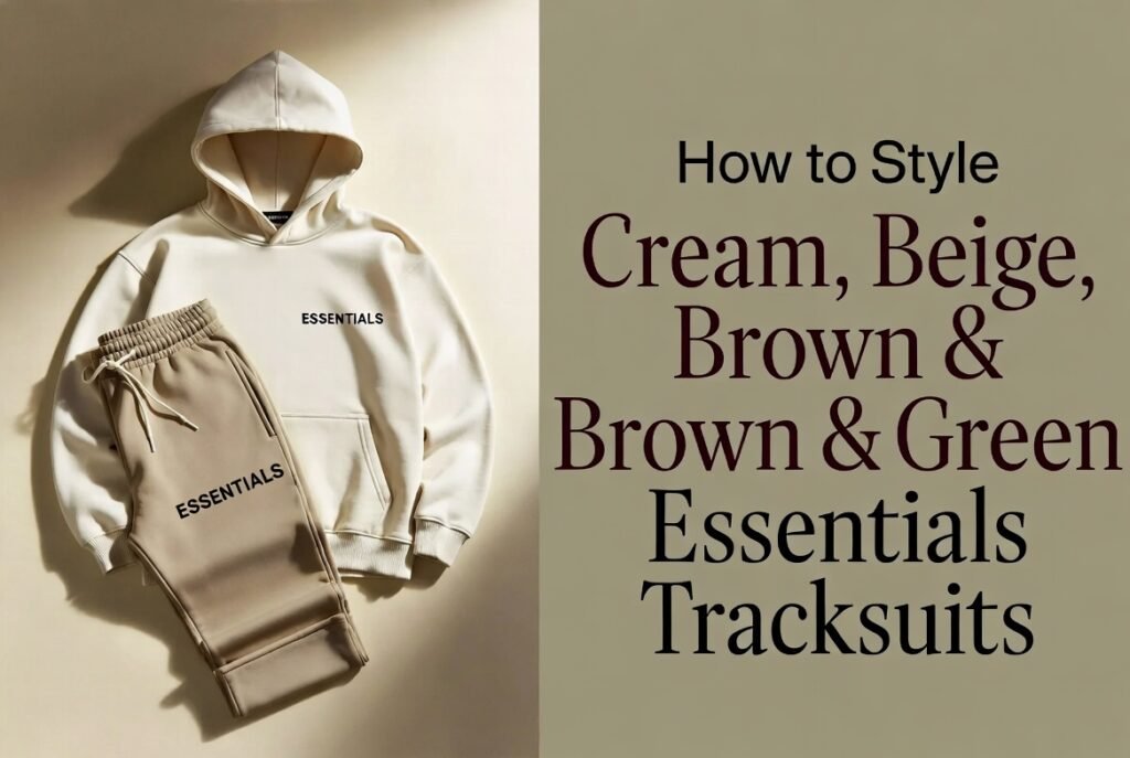 Cream, Beige, Brown & Green Fear of God Essentials Tracksuits: The Complete 1977 Guide 4 How to Style Cream, Beige, Brown & Green Essentials Tracksuits