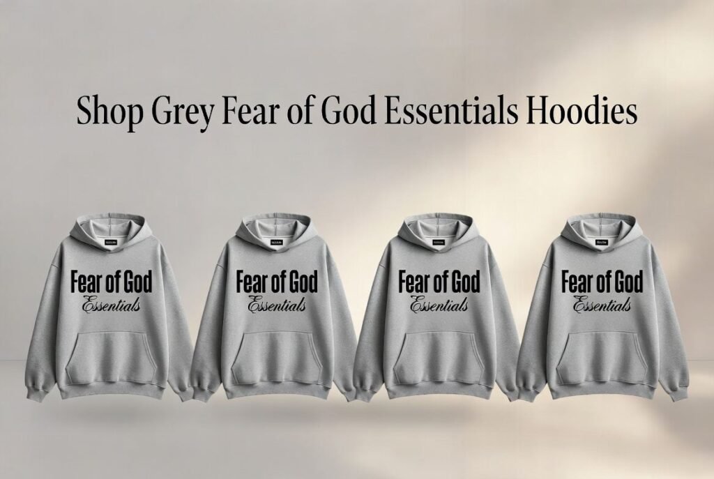 Shop Grey Fear of God Essentials Hoodies