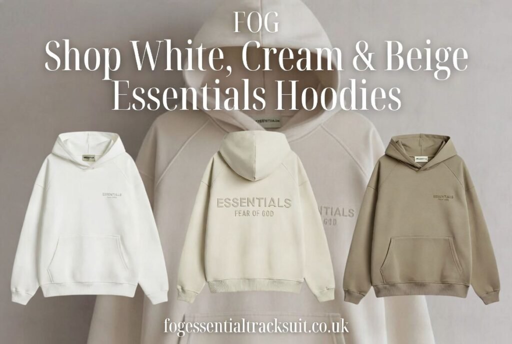 Shop White, Cream & Beige Essentials Hoodies