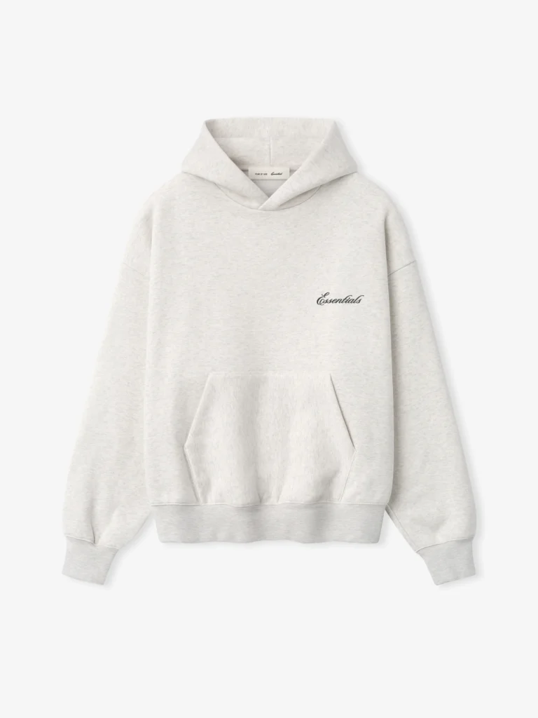White & Beige Essentials Hoodies