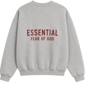 Fear of God Essentials Grey Oversized Sweatshirt back profile dropped shoulders