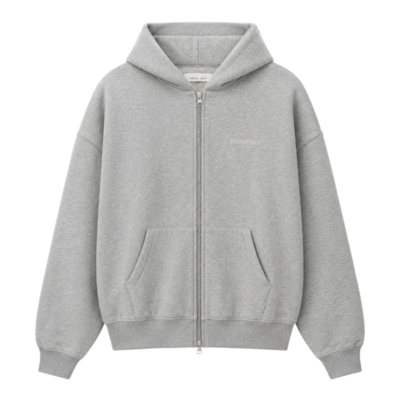 Essentials Grey Zip-Up Hoodie Essentials Grey Zip-Up Hoodie