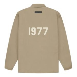 Fear of God Essentials 1977 Jacket Oak Back View – Flocked 1977 Logo