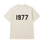 Fear of God Essentials 1977 T-Shirt Oatmeal back view plain clean design heavyweight cotton