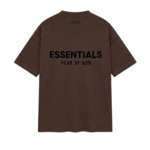 Fear of God Essentials Brown T-Shirt back view plain clean design heavyweight cotton