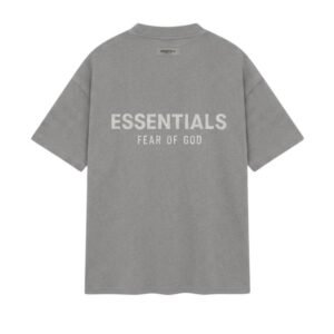 Fear of God Essentials Grey T-Shirt back view plain clean design heavyweight cotton