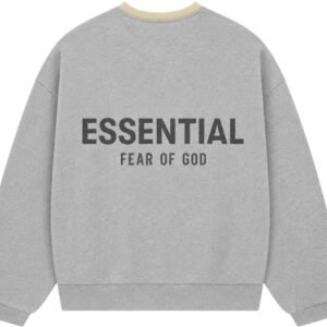 Fear of God Essentials Light Grey Crewneck back view clean design
