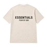 Fear of God Essentials T-Shirt Oatmeal back view plain clean design heavyweight cotton