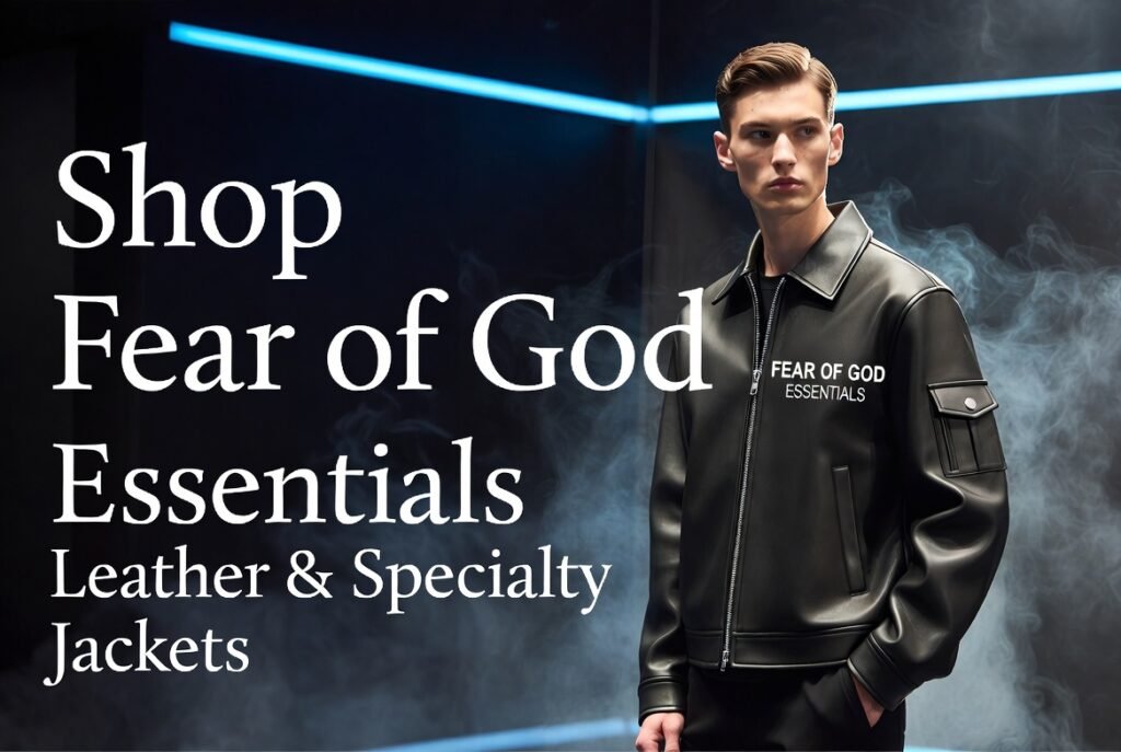 Shop Fear of God Essentials Leather & Specialty Jackets