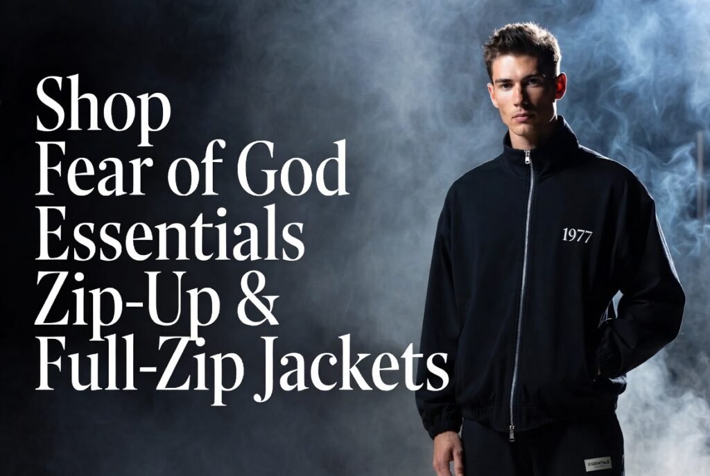 Shop Fear of God Essentials Zip-Up & Full-Zip Jackets
